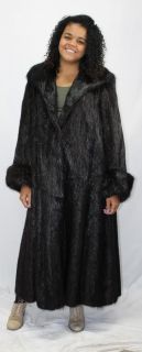 57898 New Dark Brown Nutria Fur Full Length Coat Stroller Jacket M Medium