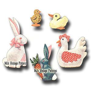 Vintage 1930s Bunny Chicken Chick Duck Stuffed Animal Toy Pattern
