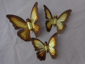 Butterflies Butterfly Figurines Metal Wall Art Gold Sculpture Retro Eames Decor