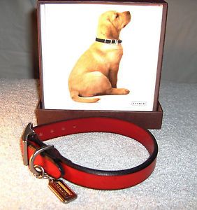 Coach Red Leather Legacy Dog Collar Small 4559