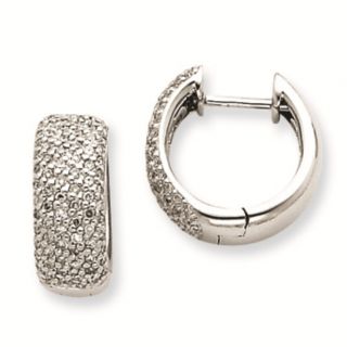 14k White Gold 0 65 Carat Pave Diamond Huggie Hoop Earrings