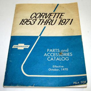 Vintage 1953 1971 Corvette Chevrolet Parts Accessories Catalog Dealer's Manual