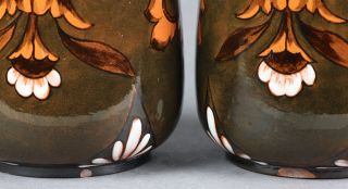 RARE Pair Doulton Lambeth Faience Vases by A Euphemia Thatcher Dated 1880
