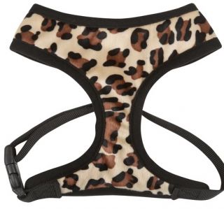 Plush Leopard Dog Harness East Side Collection Brown