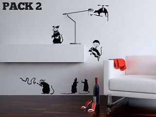 banksy rat two pack wall sticker by the binary box
