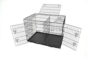 42" Folding Dog Pet Cage 3 Door Crate Kennel w Divider