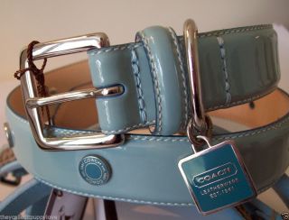 New Coach Ocean Blue Patent Rivet Large Dog Collar L