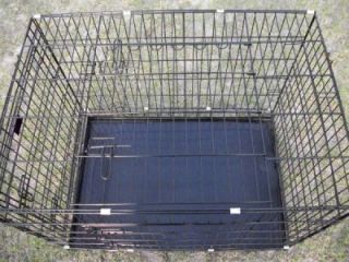 36" Black 3 Door Wire Suitcase Dog Crate Cage Pet Crates House Home Metal Pan