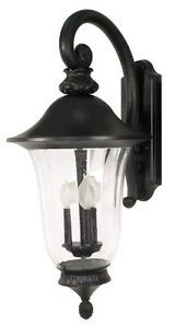 Nuvo Outdoor Wall Mount Lantern Light Fixture Black 3 Lamp Glass 27" 60 980 New