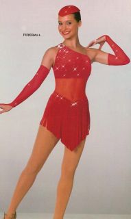 Fireball Ice Skating Dress w Mitts Christmas Dance Costume Adult Medium