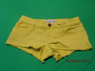 Abercrombie Kids Girlsyouth Sz 14 Yellow Distressed Denim Jean Shorts Moose Logo