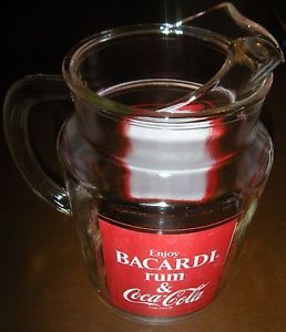 Enjoy Bacardi Rum and Coca Cola Coke Glass Beer Water Pitcher Great Shape