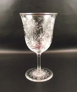Antique Dorflinger Cut Glass Daisy Pattern Water Goblet