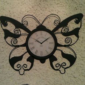 Large Garden Butterfly Wall Clock Ornament Metal Outdoor Garden Indoor Clock