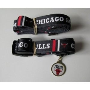 Chicago Bulls Pet Set Dog Collar Leash ID Tag All Size