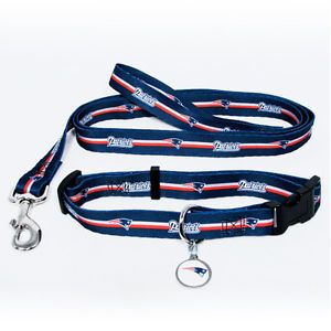 New England Patriots Pet Set Dog Collar Leash ID Tag All Sizes