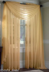 Solid Gold Voile Sheer Window Curtain Drape Panels Treatment