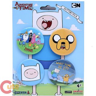 Adventure Time Finn Jake 4pc Button Pack Pin Clothing Accessory