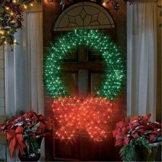 48" Christmas Lighted Crystal Wreath Sculpture Decoration Outdoor Door Fence