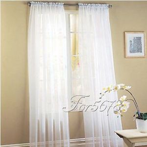2 White Solid Sheer Voile Window Panel Curtain Drape Treatment Scarf 60"X84"