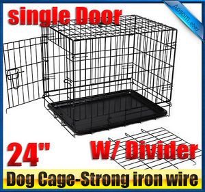 New Pawhut 24"Single Door Folding Dog Cage Crate Kennel with Free Divider