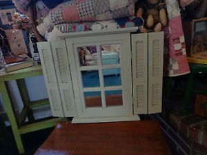 Shutters Wooden Glass Mirrored Window Panes Primitive Country Farmhouse Decor