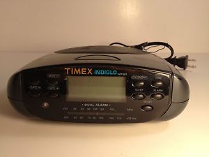 Timex Indiglo T433B Dual Alarm Am FM Calendar Clock Radio w Antenna