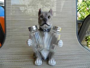 Pit Bull Terrier Salt and Pepper Shaker Set Canine Dog House Home Kitchen Decor