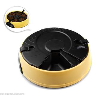 Programmable Auto Pet Dog Puppy Cat Food Feed Bowl Feeder 6 Meal Day Wet Dry US
