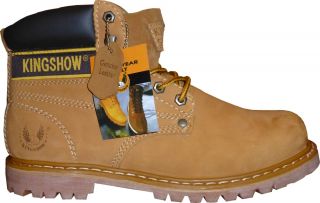 Kingshow Men Waterproof Winter Snow Leather Boots Wheat