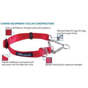 Canine Equipment Martingale No Slip Dog Choke Metal Chain Nylon Training Collar