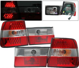 89 95 BMW E34 525 530 535 540 LED Red Clear Tail Lights