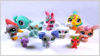 Lot of 10 Littlest Pet Shop LPS Cat Dog Toy Animals Figures Child Girl Xmas PS50