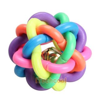 New Pet Dog Cat Toy Colorful Rubber Round Ball with Small Bell Toy T1K