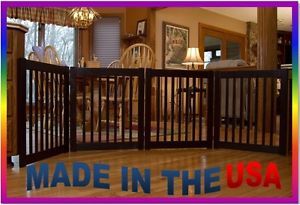 New Pet Dog 4 Panel 27" Tall Expandable Wide Wood Wooden Gate Door Fence Black