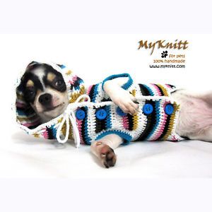 Dog Hood Sweater Puppy Rain Coats Hoodie Cat Cute Unique Handmade Crochet D896