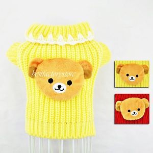 Luscious Bear Pet Clothes Coats Warm Cat Dog Clothes Costume Wool Knit Sweaters