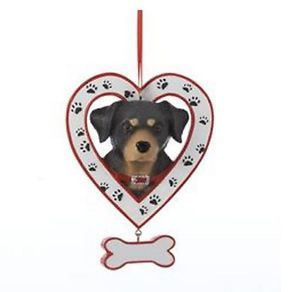 Rottweiler in Paw Print Heart Dog Bone Christmas Ornament Holiday Decoration New