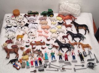 Huge Lot 110 Hard Plastic Country Farm Animals Tractor Fences People More Toys