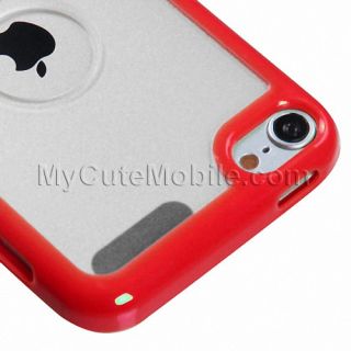 Apple iPod Touch 5g 5th Gen Case Red Clear Gummy Hard Cover TPU Durable Skin