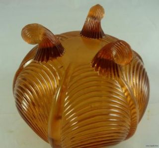 Vintage Fenton Art Glass Opal Carnival Opalescent Amber Footed Rose Bowl Drape