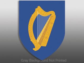 Ireland Coat Arms Harp on Blue Shield Sticker Decals I