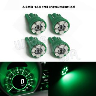 4X Bright Green T10 Wedge Gauge Cluster Instrumental Speedometer LED Light Bulb