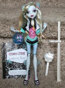 Monster High Lagoona Blue 1st Wave Doll w Neptuna Pet Fish Purse Journal Brush