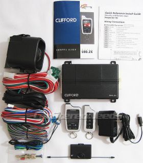 New Clifford 590 2X 2 Way Color HD Car Alarm LCD Security System Remote Start