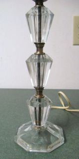 Vintage Art Deco 3 Tier Diamond Shape Boudoir Bedroom Pressed Glass Table Lamp