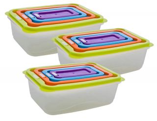 Clear Plastic Food Lunch Boxes Nested Storage Tupperware Stacking Containers New