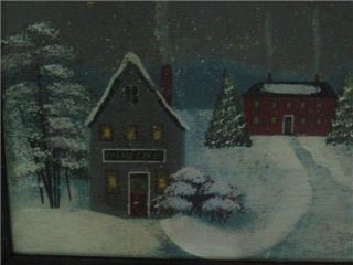Primitive Country Fire Board Painting Picture Christmas Folk Art Wall Decor