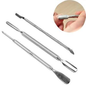 3X Cuticle Spoon Pusher Remover Stainless Steel Manicure Nail Art Pedicure Tool