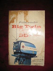 Original 1958 Evinrude Big Twin Electric 35 HP Outboard Engine Owners Manual